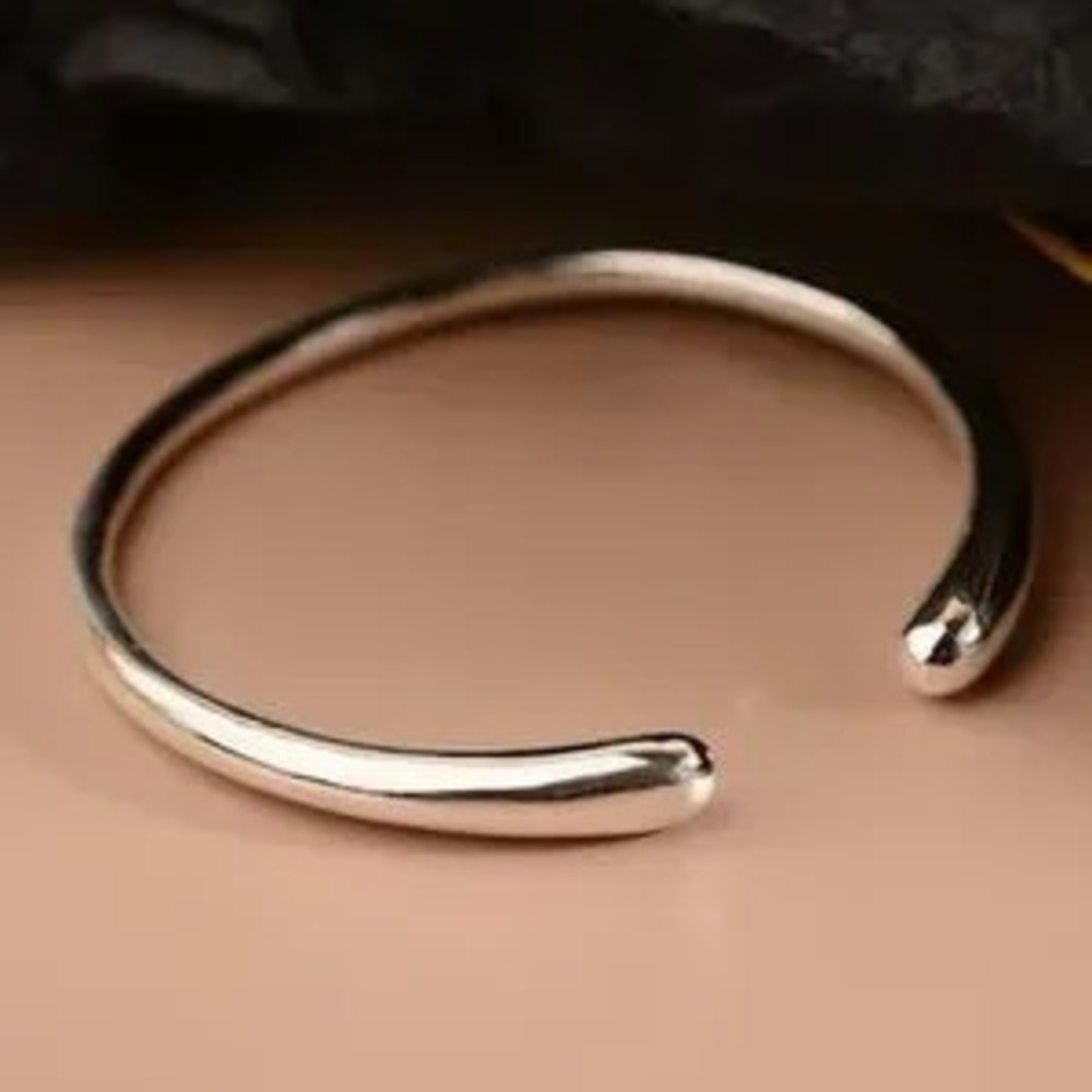 Silver Plated Smooth Open Bangle Bracelet